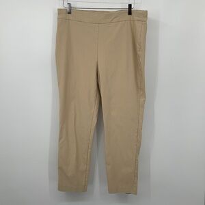 Chicos pull-on cropped pants light tan khaki stretch trousers women 2.5 14 Large